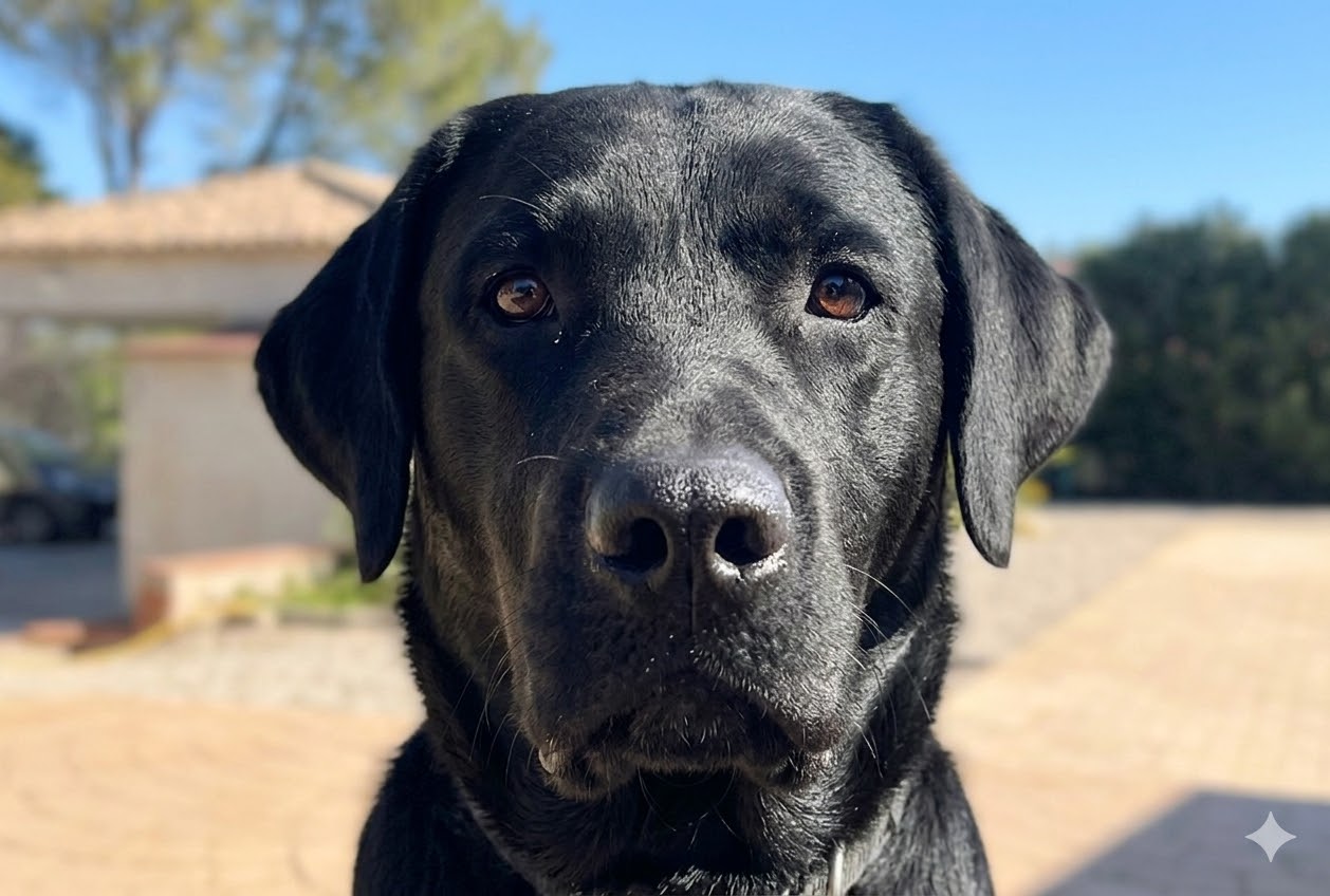 Coco durante el tratamiento con condroprotector, más tranquilo y recuperándose